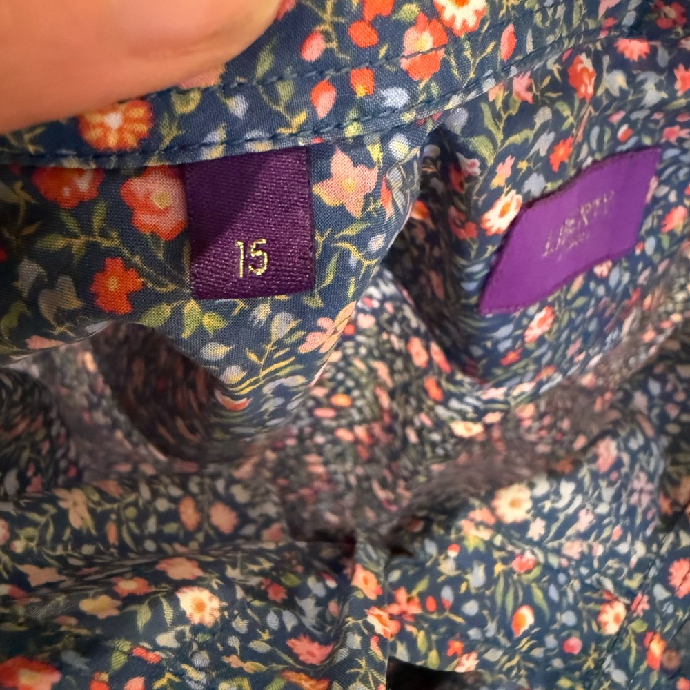 Liberty of London Blue and Red Casual Button Down Men’s Shirt size 15 - Picture 3 of 4